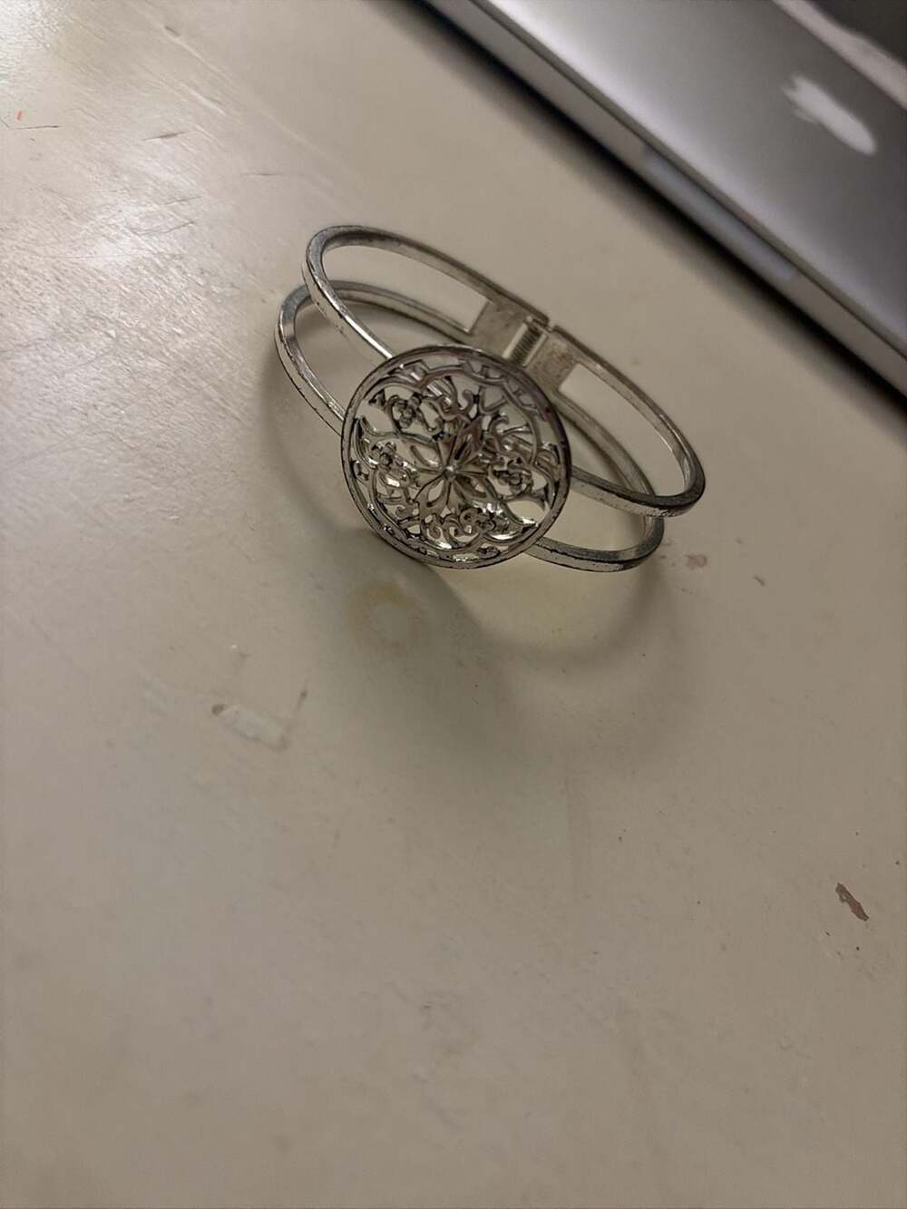 Paparazzi Mandala Majesty Silver Hinged Cuff Bracelet